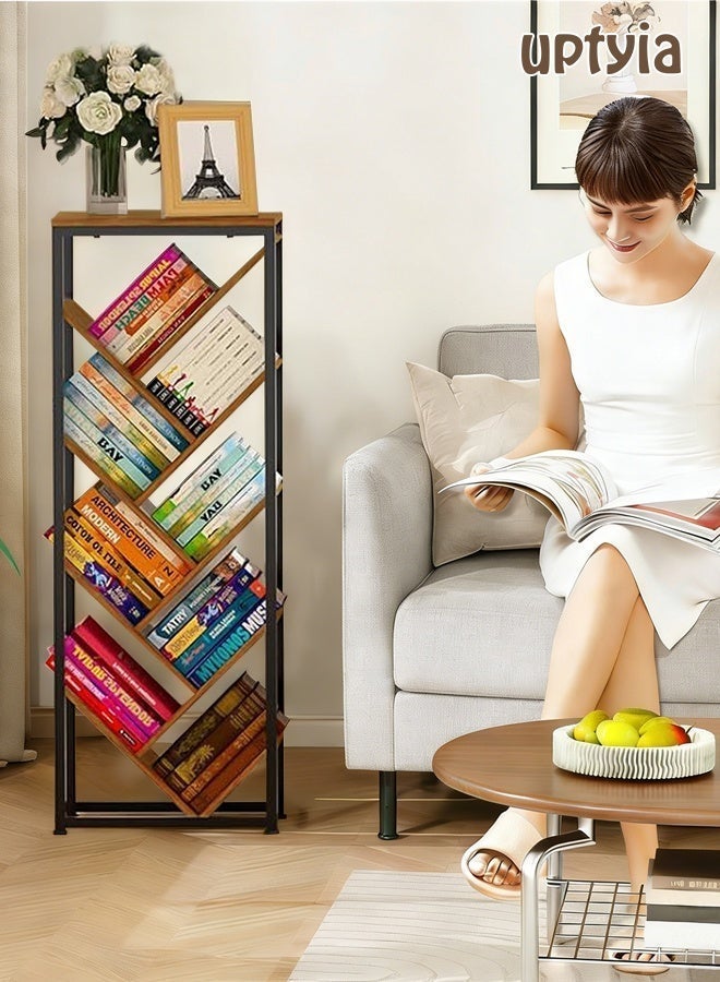 أوبتيا رف كتب على شكل شجرة - منظم تخزين كتب على شكل شجرة مكون من 9 طوابق مع أرجل قابلة للتعديل للكتب ذات الغلاف الصلب، غرفة معيشة عتيقة، بانتظار الحصول على براءة الاختراع - Image 1